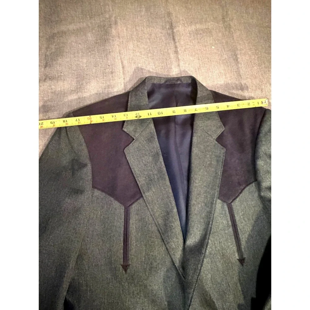 Circle S Blazer Mens 42R Gray Western Yoke Sport Coat Jacket Two Button Cowboy